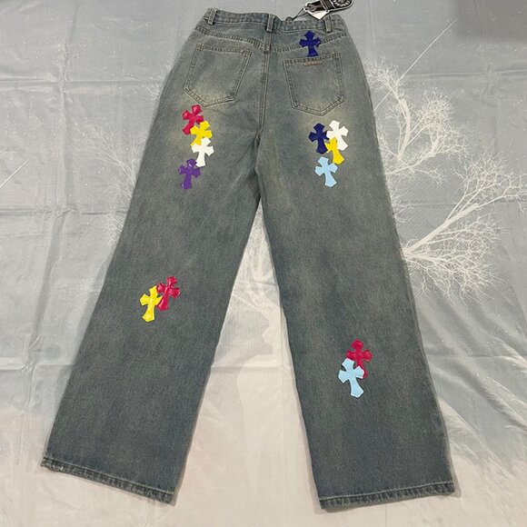 Chrome Hearts Light Blue Jeans With A Cross Pattern - Picture 5 of 6